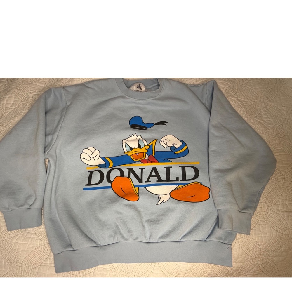 Disney Donald Duck Sweatshirt Large Blue Good Walt Disney World Graphic Pullover